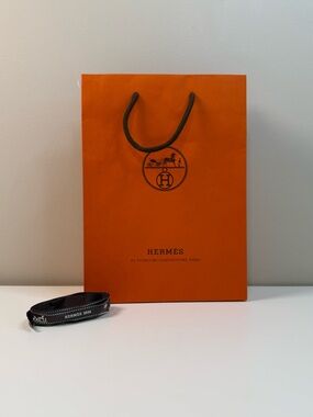 Hermès Orange Shopping Gift Bag Ribbon Luxury Boutique Packaging Set